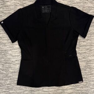 Figs Black Women's Short Sleeve V-Neck Scrub Top